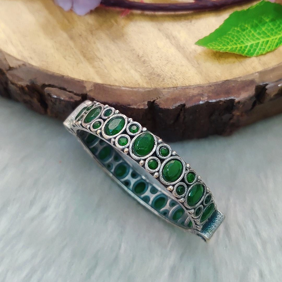 German Silver Kada #B15 (Rani Pink | Green | Multi)