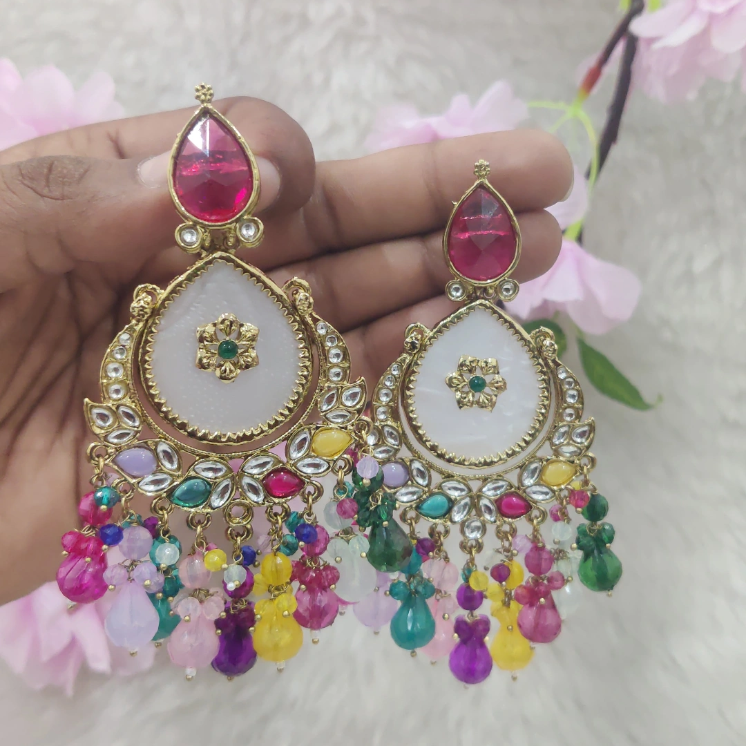 Earrings #E004 (Pink | Rani | Black | Green | Multi)