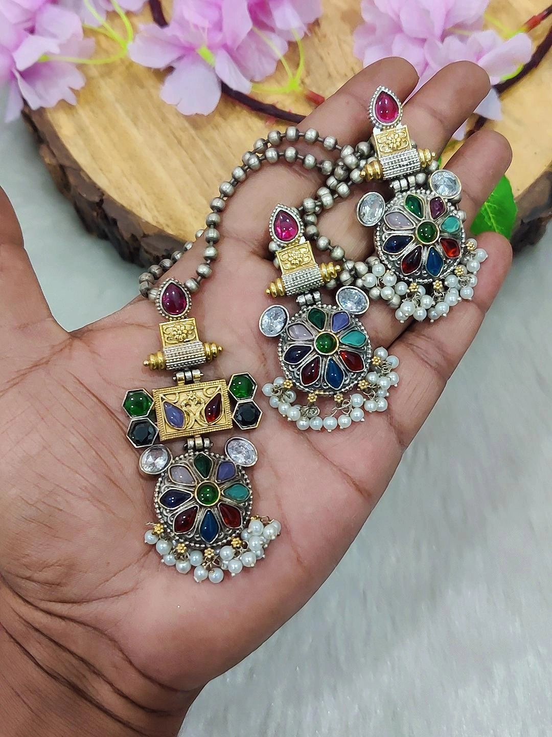 German Silver Necklace Set #N08 (Multi)