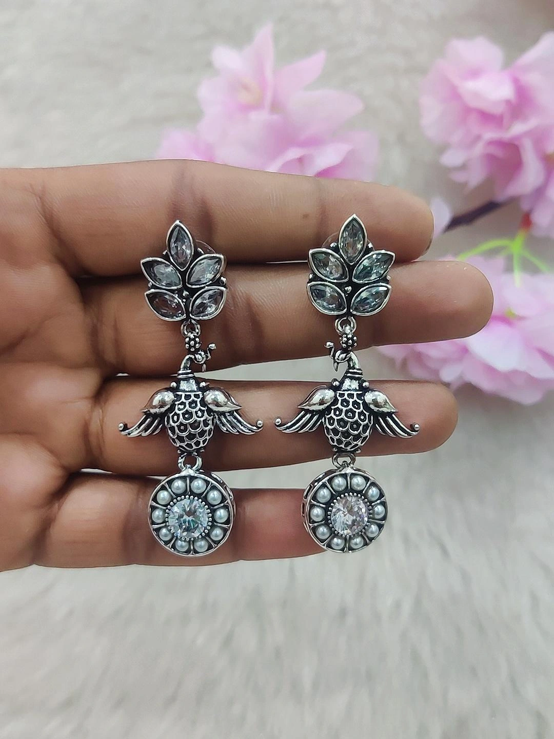 German Silver Earrings #GE006 (White)