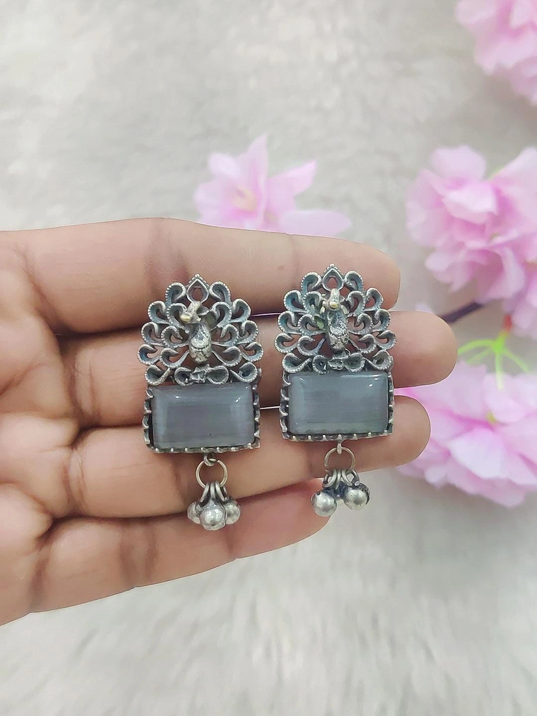 German Silver Earrings #GE007 (Off White)