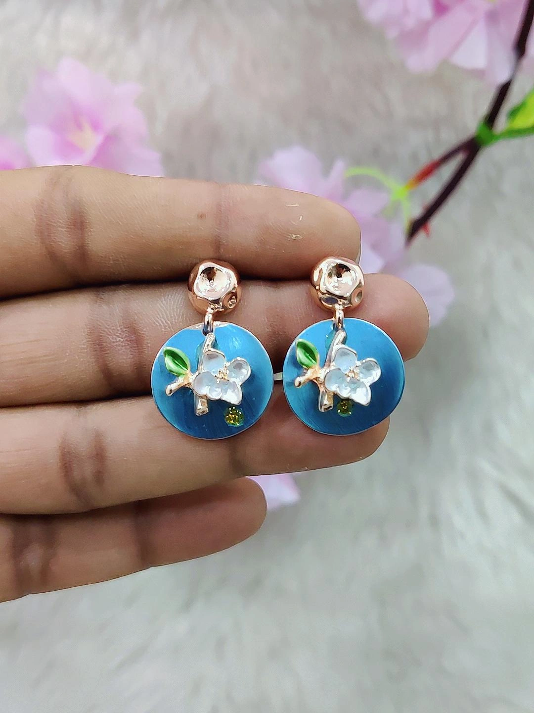 Floral Earrings #FE004 (Blue)