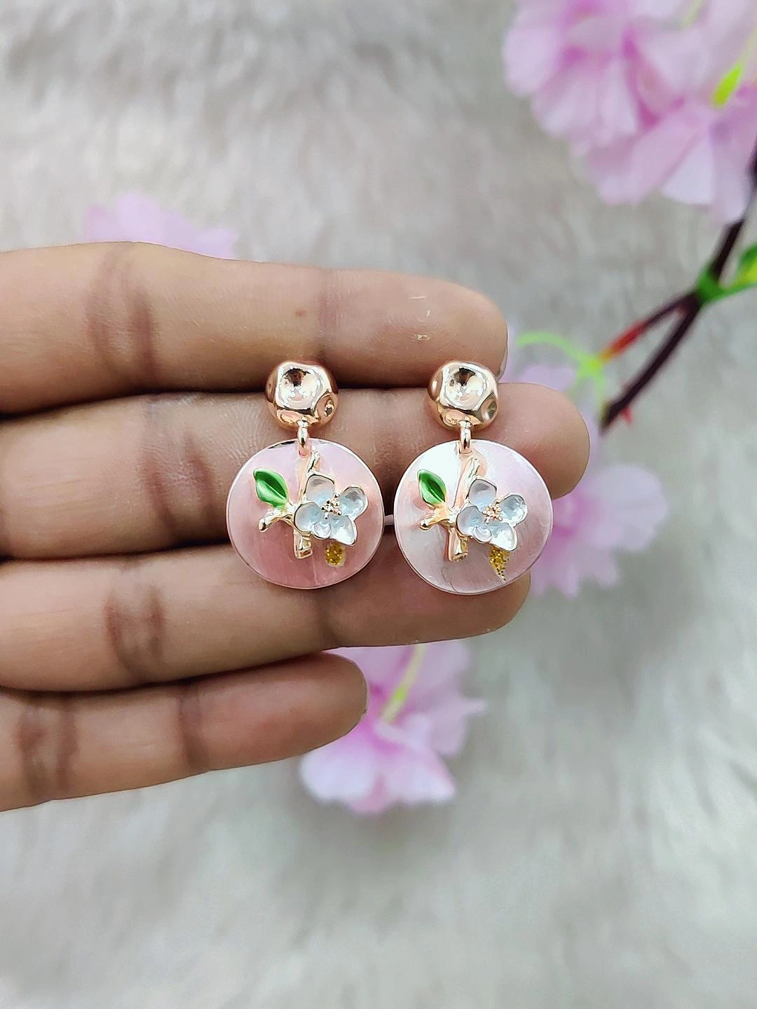 Floral Earrings #FE004 (Peach)