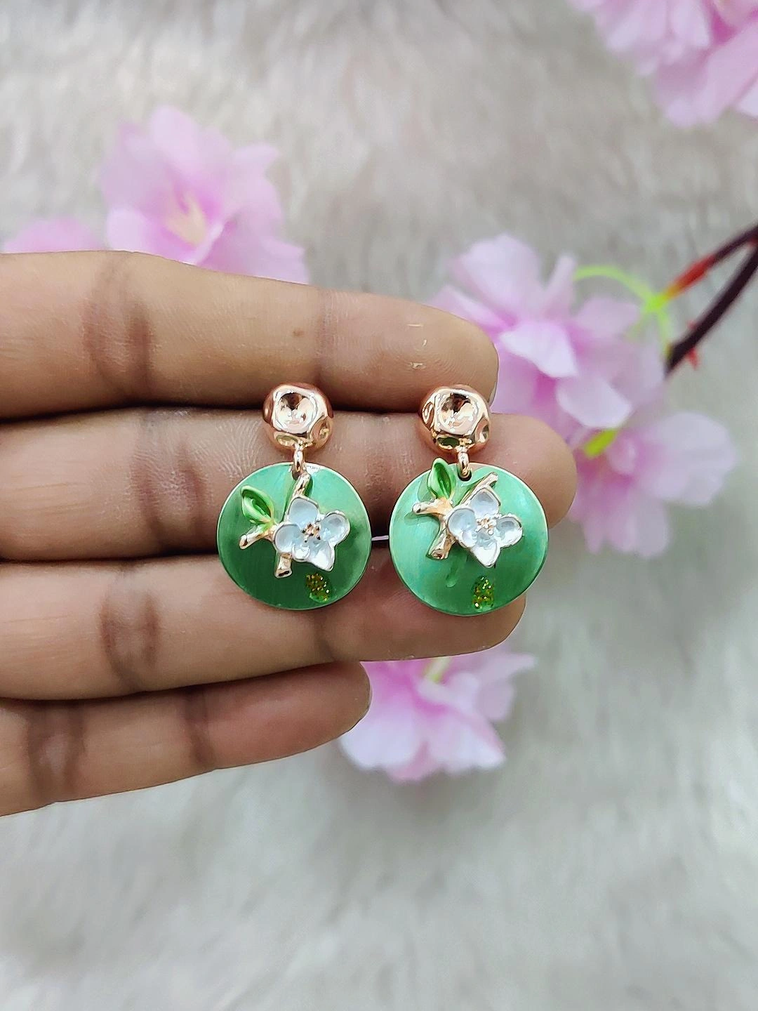 Floral Earrings #FE004 (Green)