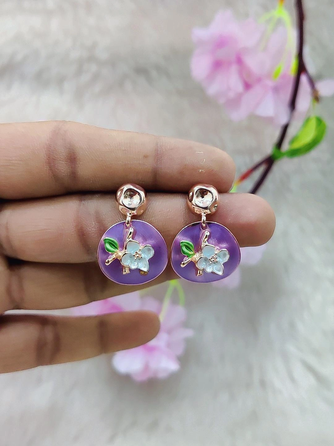 Floral Earrings #FE004 (Purple)