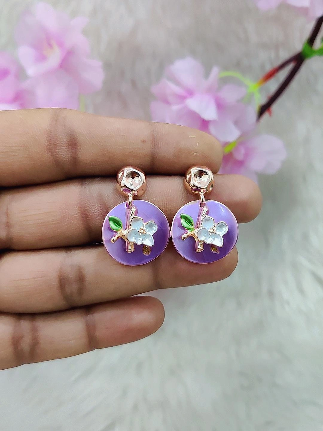 Floral Earrings #FE004 (Purple)