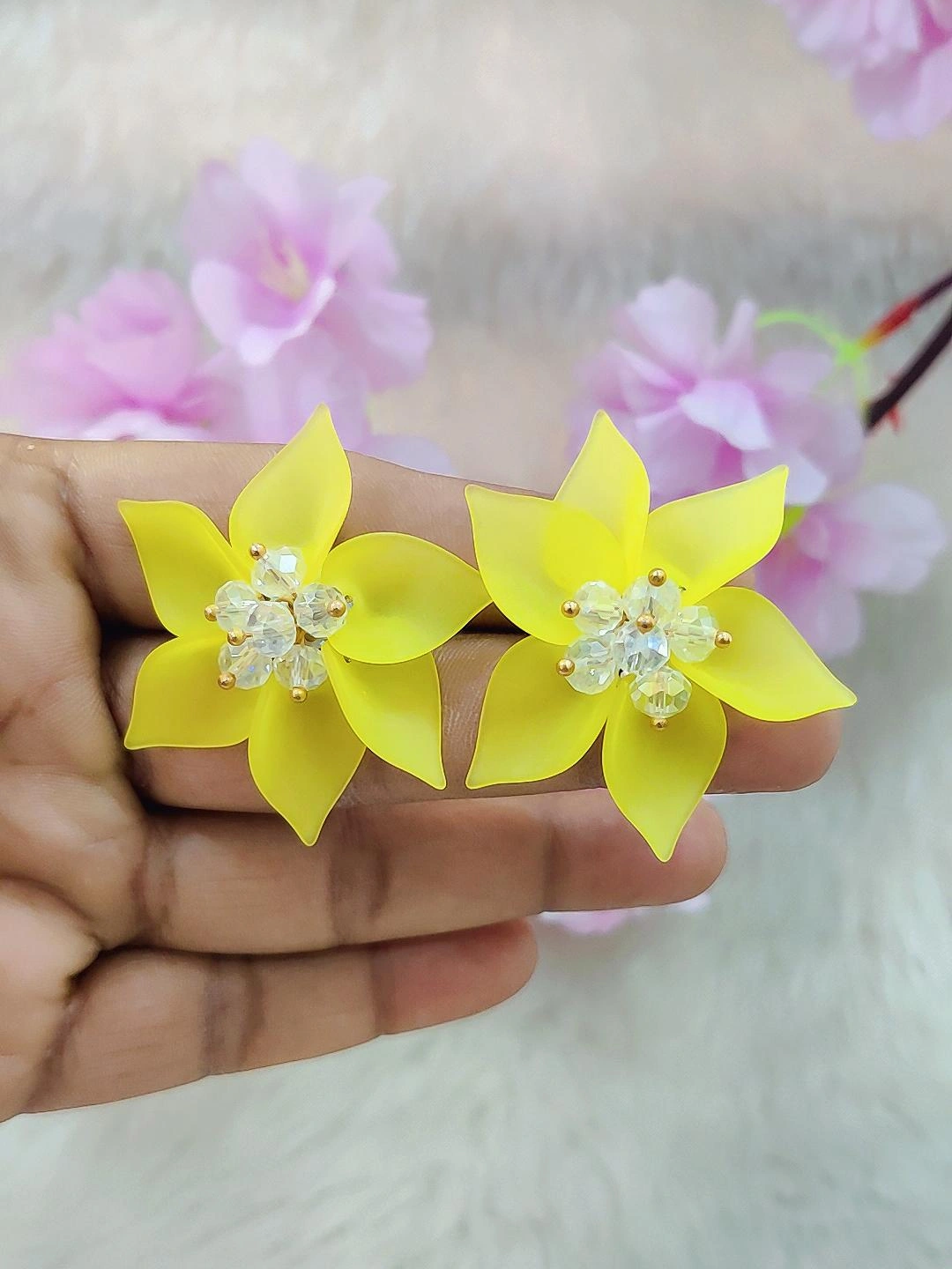 Floral Earrings #FE011 (Yellow)