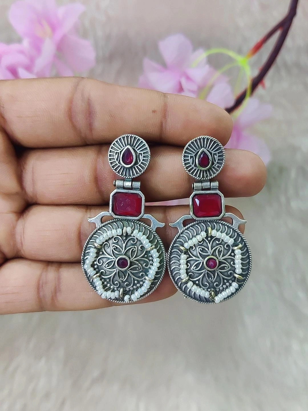 German Silver Earrings #GE104 - Ranipink
