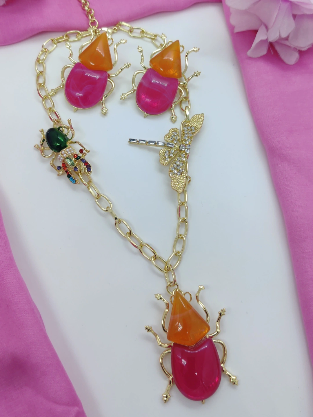 Quirky Necklace and Earrings Combo - Bug Flyer #QNE014