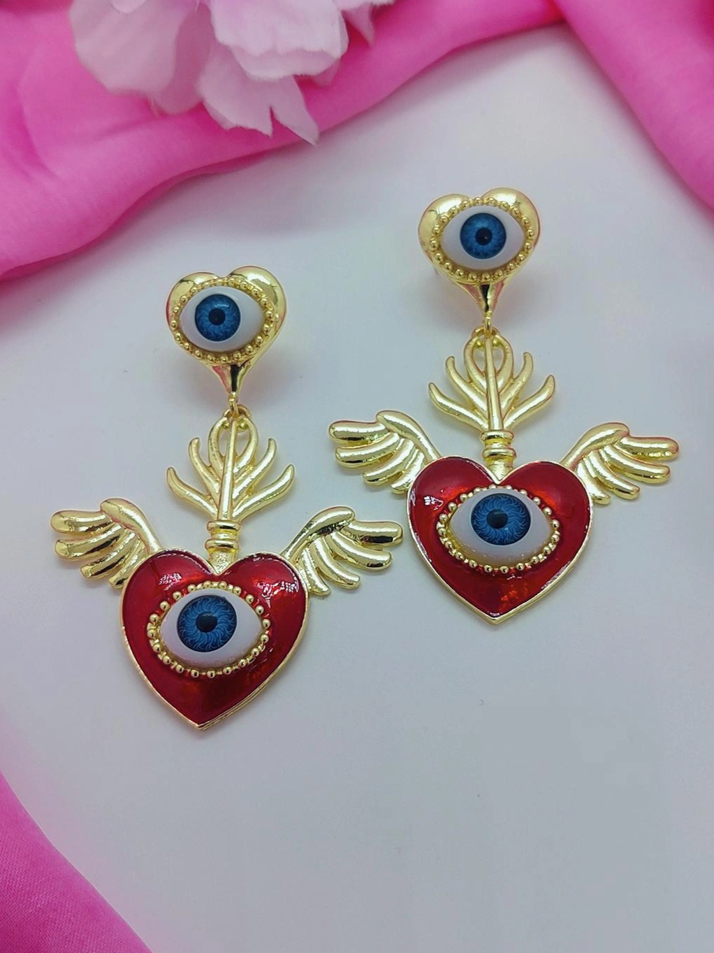 Quirky Earrings - Evil Eye Flying Love #QNE018