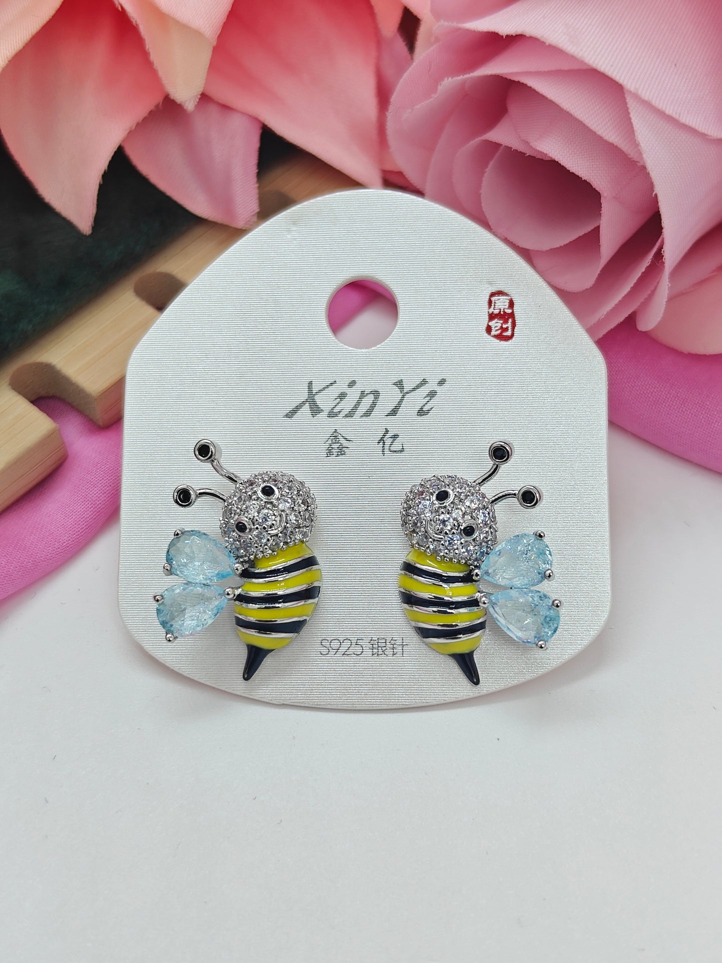 Quirky Earrings - Queen Bee-Sky Blue - #QNE-191