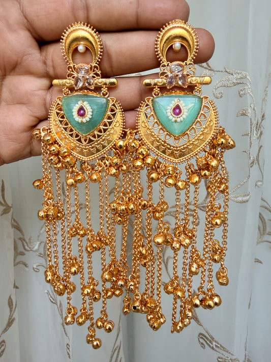 Brass Golden Hanging Earrings #GE036