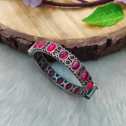 German Silver Kada #B15 (Rani Pink | Green | Multi)