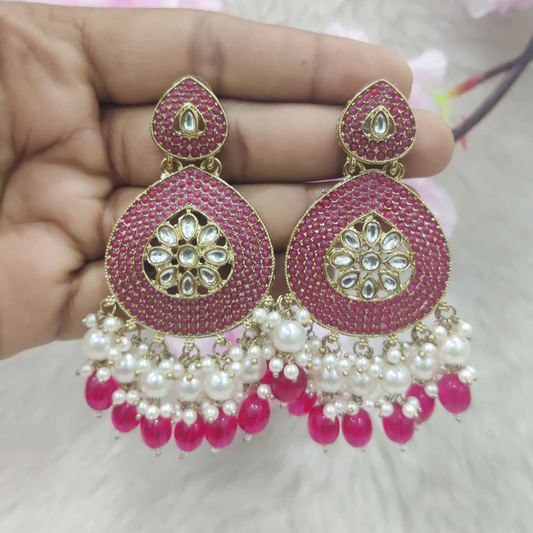 Earrings #E008 (Rani Pink | White)