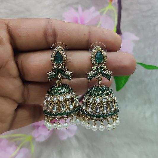 Jhumki Earrings #E025 (Green)