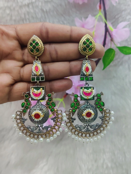 German Silver Earrings #P017 (Green)