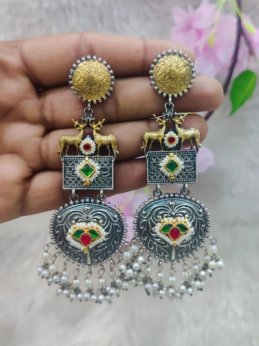 German Silver Earrings #P018 (Green)