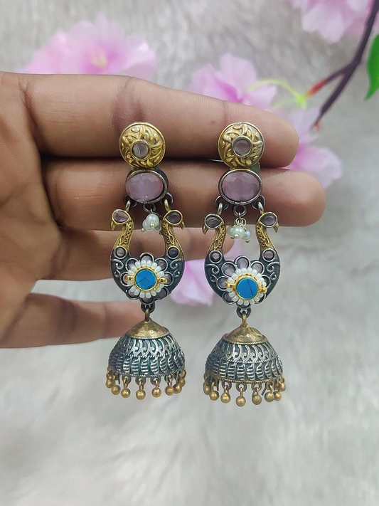 German Silver Earrings #P019 (Pink)
