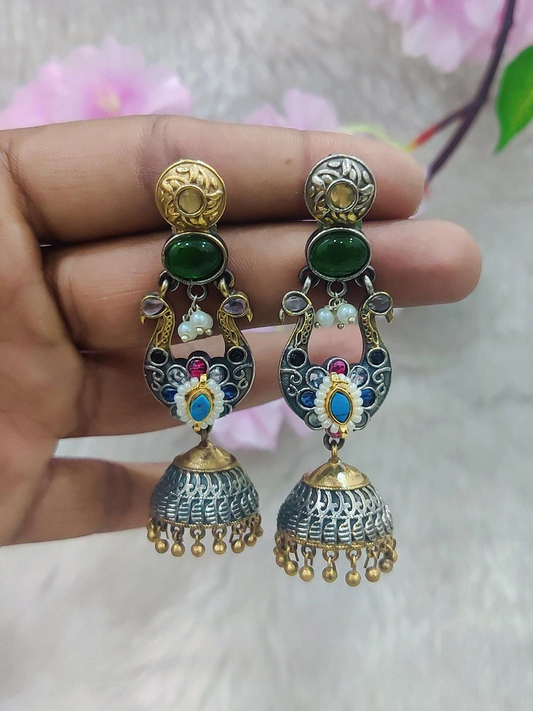 German Silver Earrings #P019 (Green)