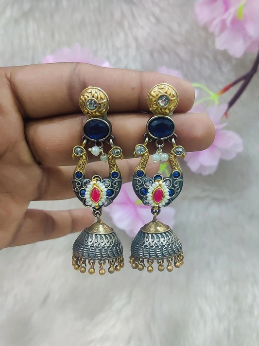 German Silver Earrings #P019 (Blue)