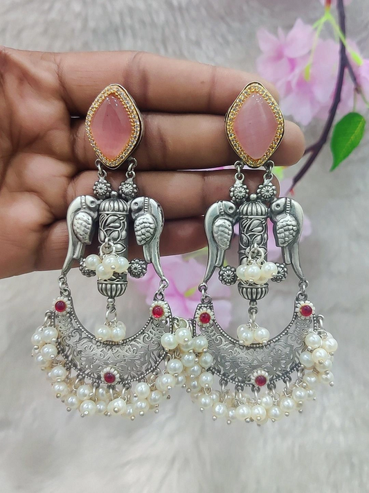 German Silver Earrings #P015 (Pink)