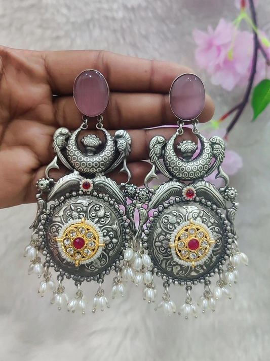 German Silver Earrings #P009 (Pink)