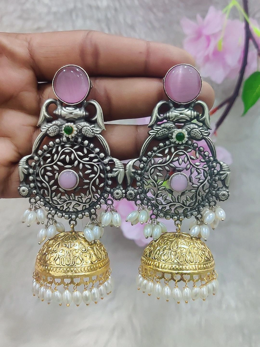 German Silver Earrings #P012 (Pink)