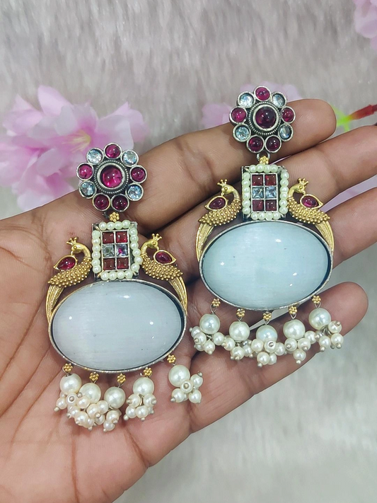 German Silver Earrings #P010 (White)