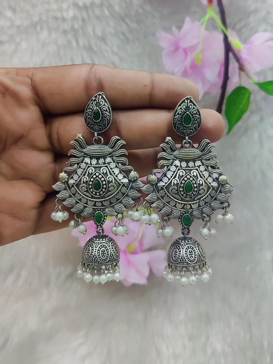 German Silver Earrings #P005 (Green)