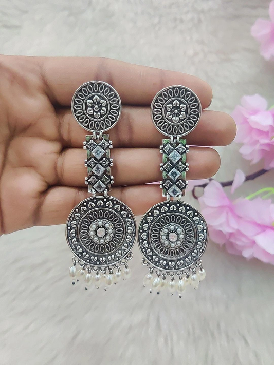 German Silver Earrings #GE008 (White)