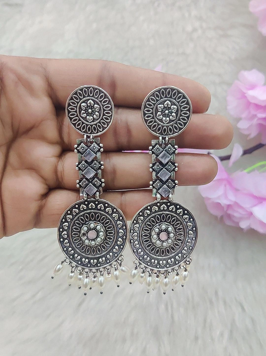 German Silver Earrings #GE008 (Light Pink)