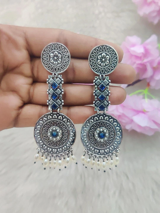 German Silver Earrings #GE008 (Blue)