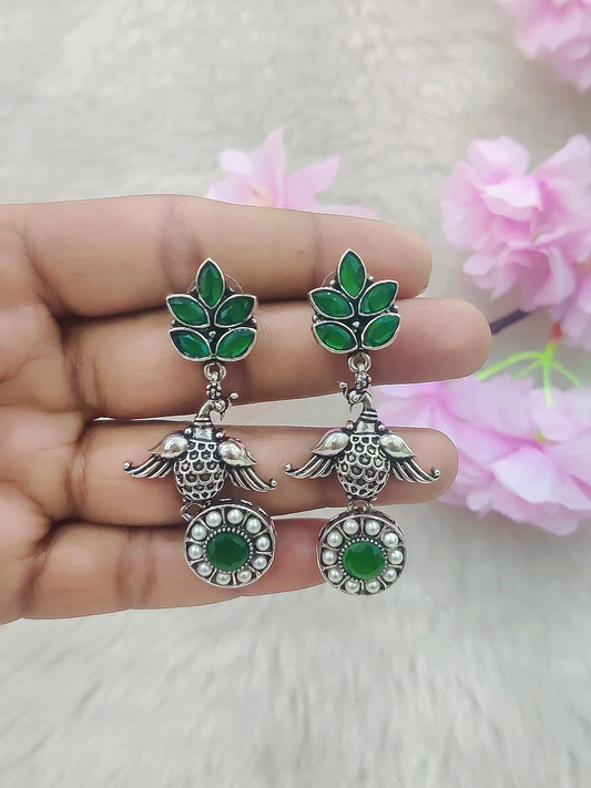 German Silver Earrings #GE006 (Green)