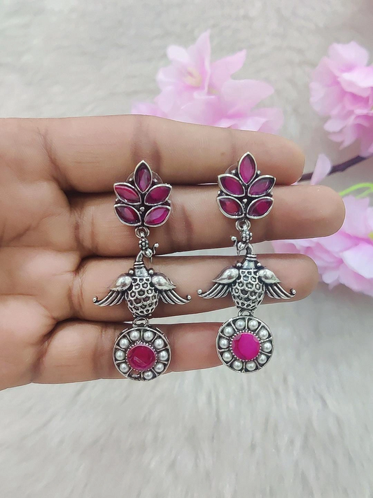 German Silver Earrings #GE006 (Green)