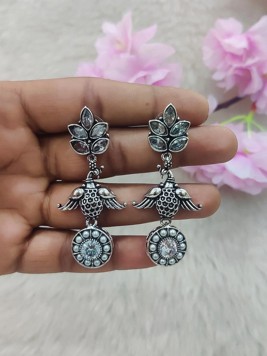 German Silver Earrings #GE006 (White)