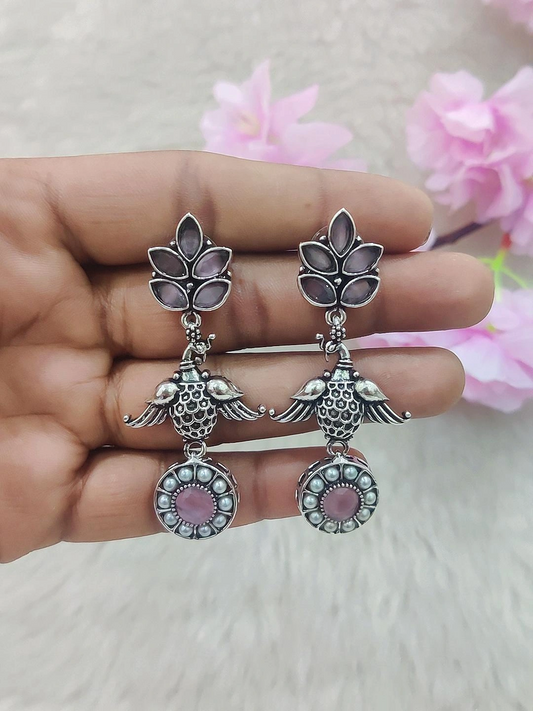 German Silver Earrings #GE006 (Pink)