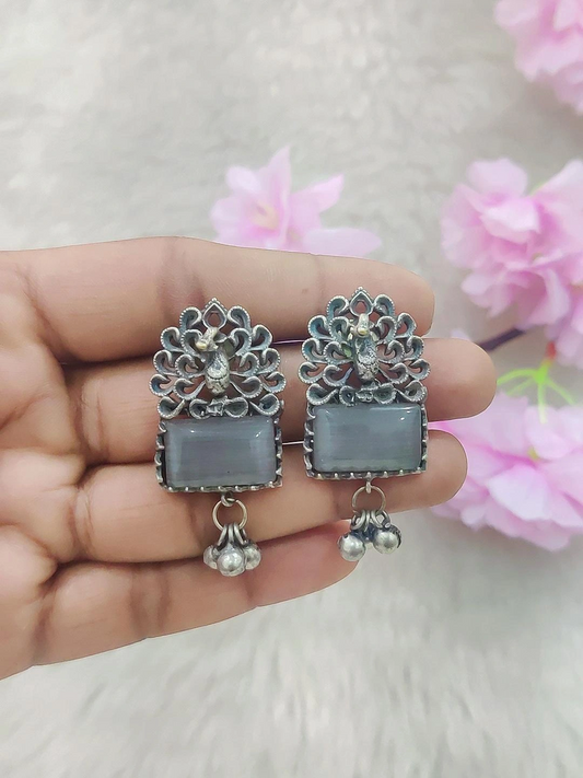 German Silver Earrings #GE007 (Off White)