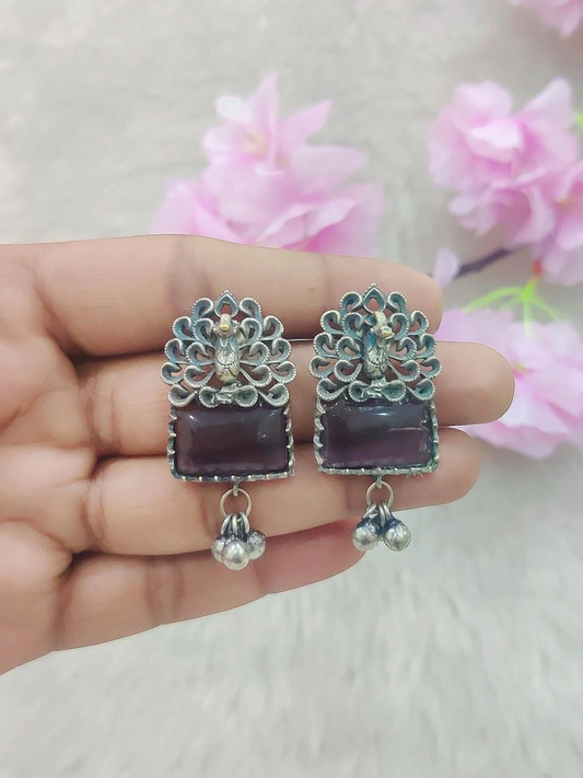 German Silver Earrings #GE007 (Violet)