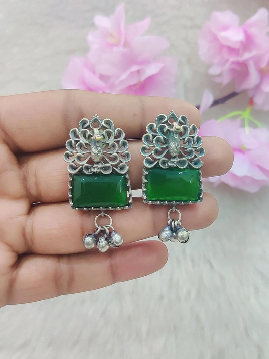 German Silver Earrings #GE007 (Green)