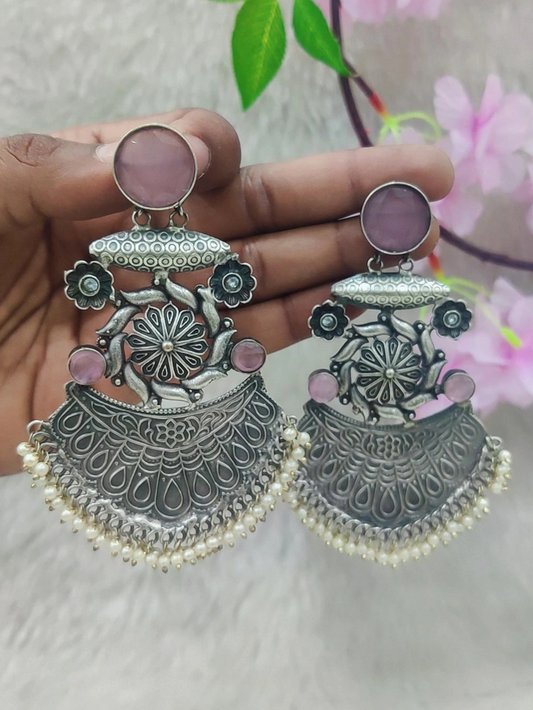 German Silver Earrings #GE002 (Pink)