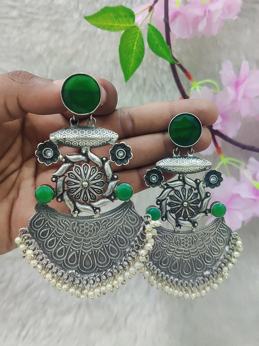 German Silver Earrings #GE002 (Green)