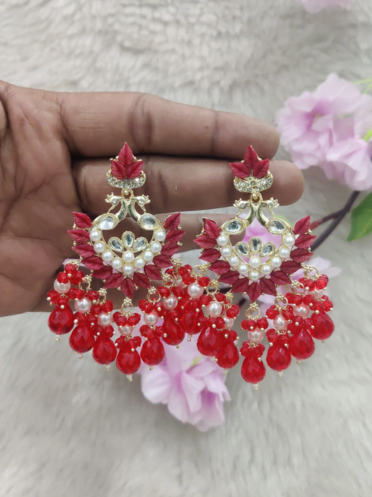Floral Earrings #E066 (Red)