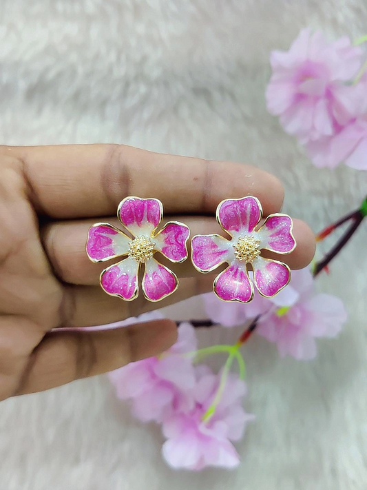 Floral Earrings #FE003 (Pink-White)