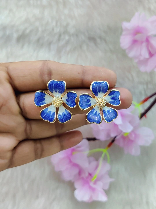 Floral Earrings #FE003 (Blue-Red)