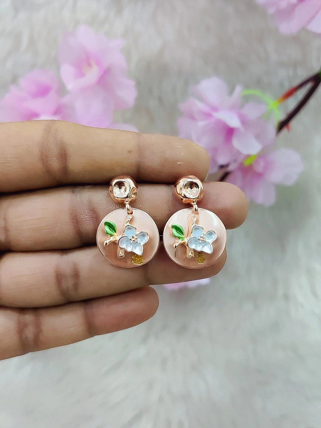 Floral Earrings #FE004 (Peach-2)