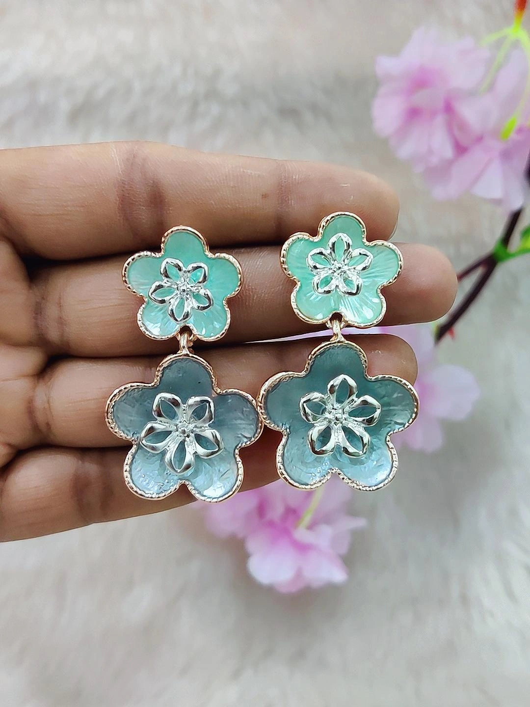 Floral Earrings #FE005 (SkyBlue)