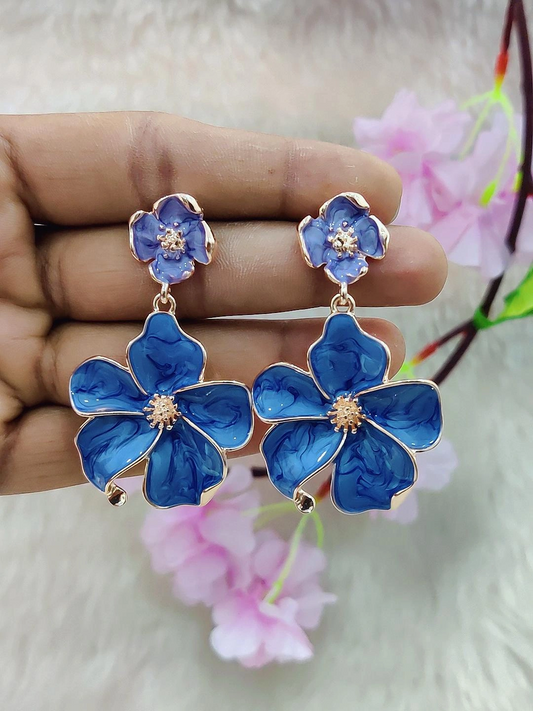 Floral Earrings #FE006 (Blue)