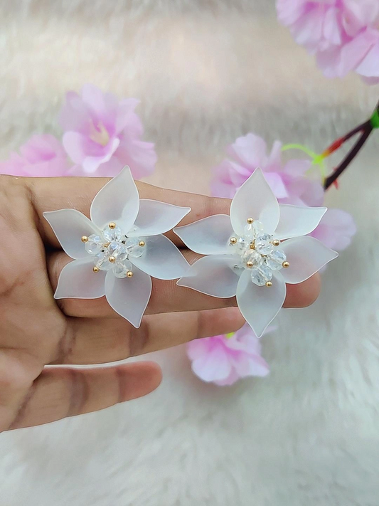 Floral Earrings #FE011 (White)