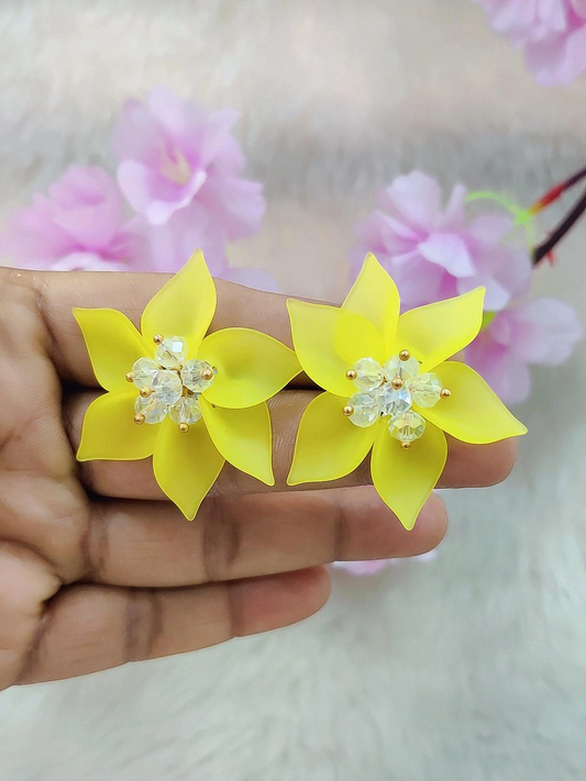 Floral Earrings #FE011 (Yellow)