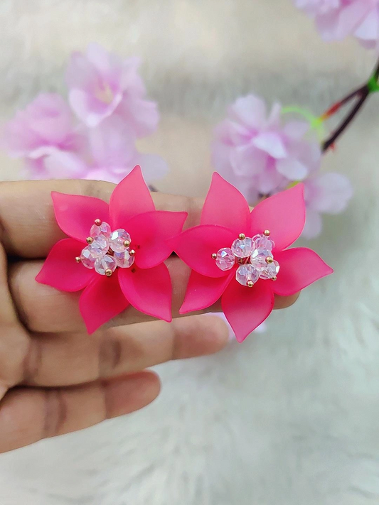 Floral Earrings #FE011 (Pink)